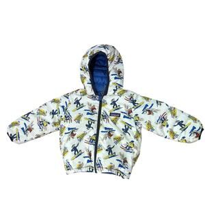 Patagonia Baby Reversible Down Sweater Hoody 2T Badger Dyno White Blue
